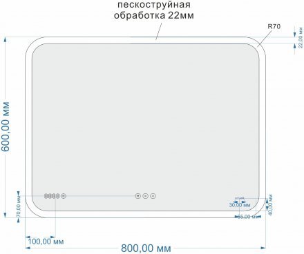 Зеркало Cersanit LED DESIGN PRO 070 80 bluetooth часы с подсветкой прямоугольное